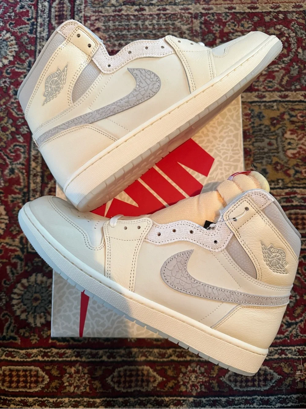 Jordan 1 Retro High OG Sail University Red — Cream with Light Gray Swoosh